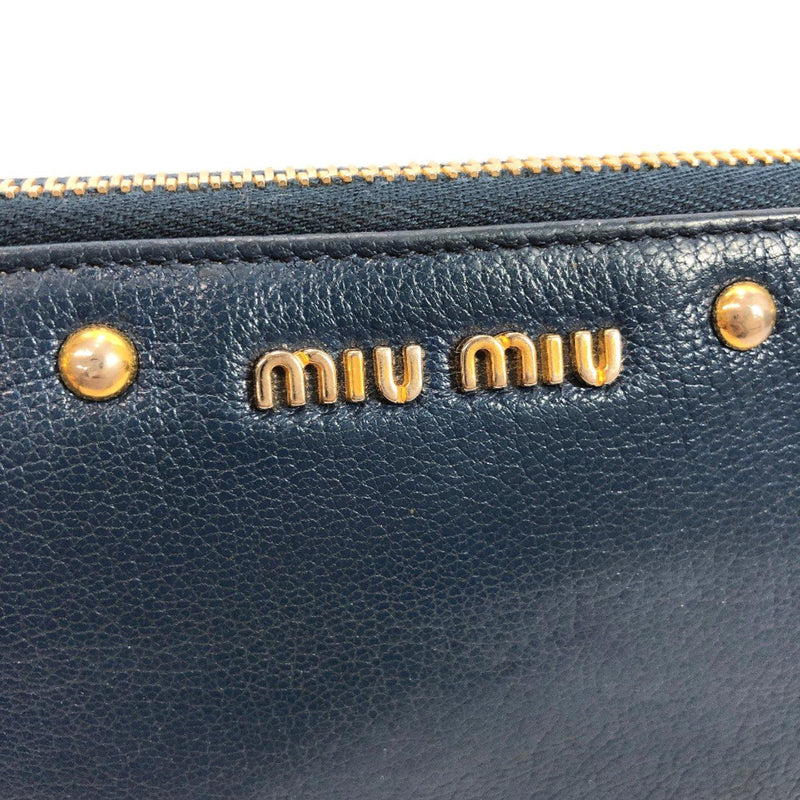 MIUMIU purse 5M0506 Round zip MADRAS BORCHIE leather cobalt blue Gold Hardware Women Used - JP-BRANDS.com