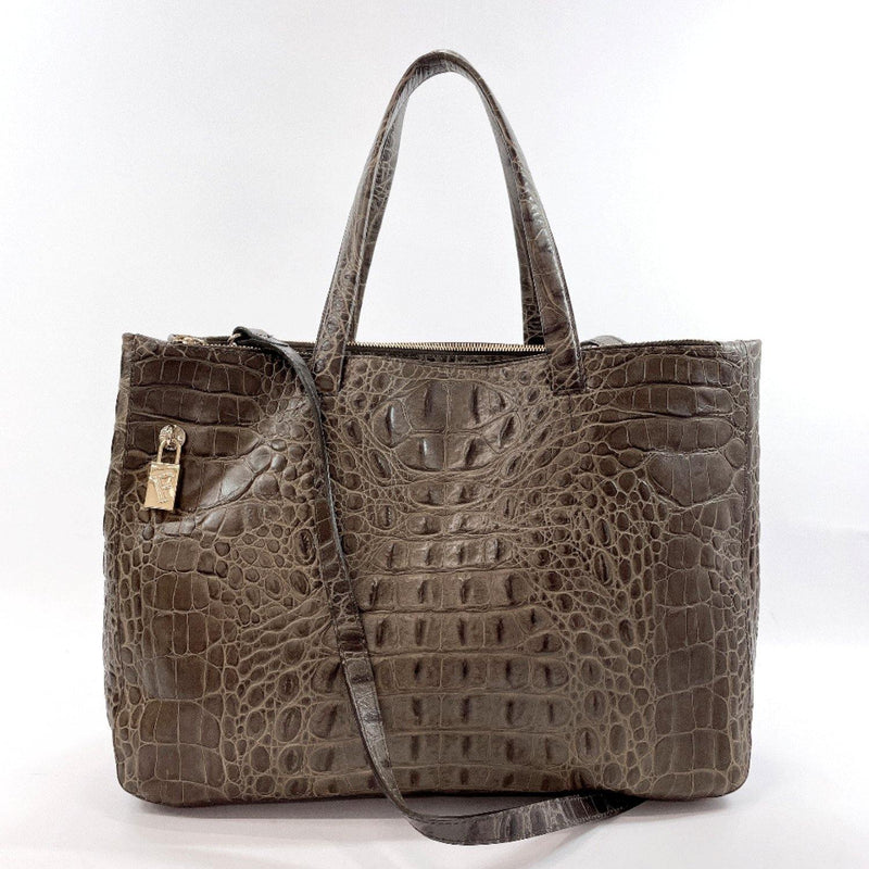 Furla Tote Bag 154414 leather gray Women Used - JP-BRANDS.com