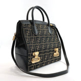 FENDI Handbag Zucca pattern vanity bag vintage canvas/leather/Gold Hardware Brown black Women Used - JP-BRANDS.com