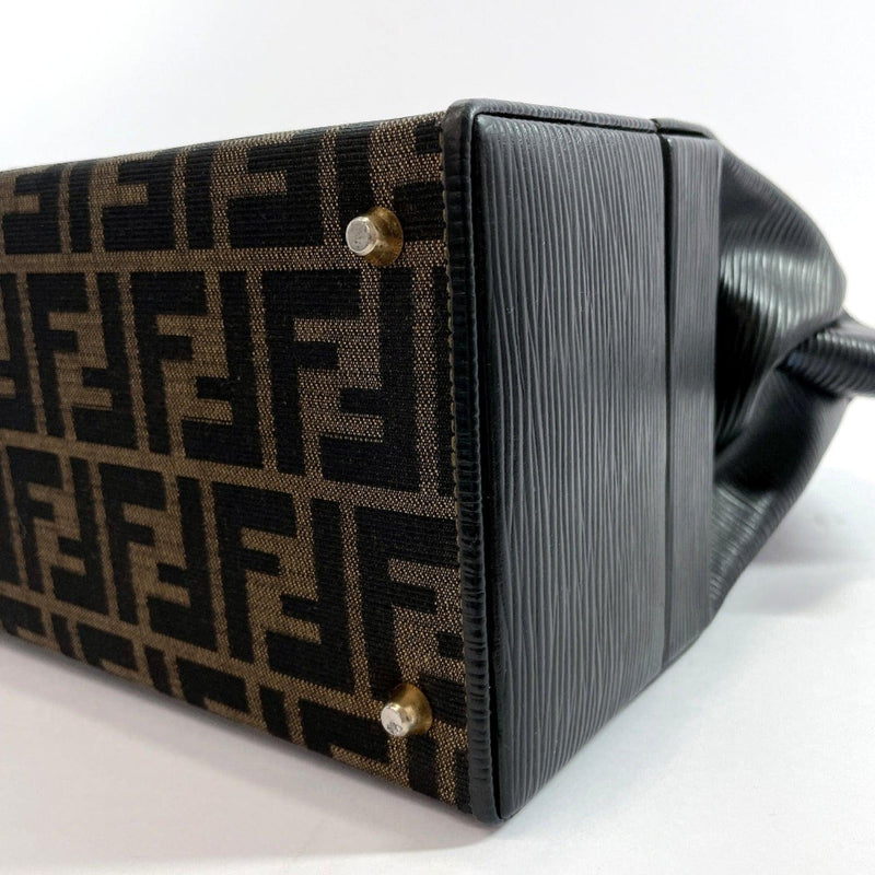 FENDI Handbag Zucca pattern vanity bag vintage canvas/leather/Gold Hardware Brown black Women Used - JP-BRANDS.com