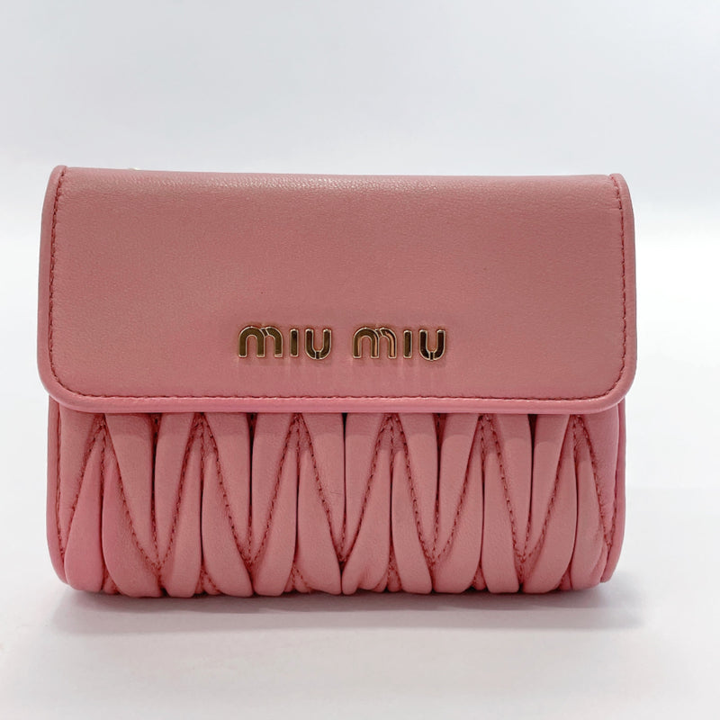 MIUMIU wallet 5ML002 Materasse leather pink Women Used