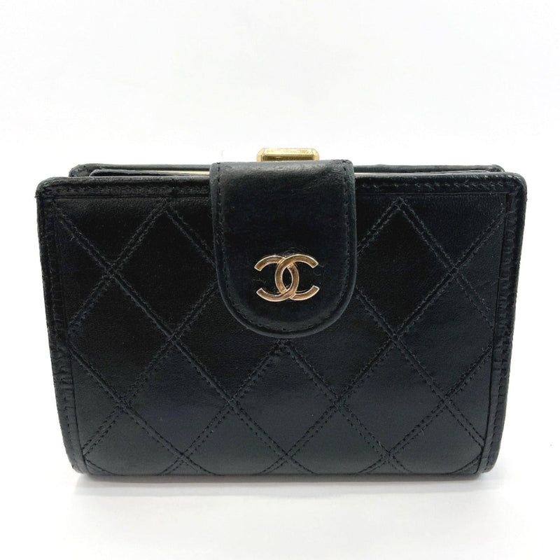 CHANEL wallet Matelasse Bicolore purse with a clasp leather black Wome –