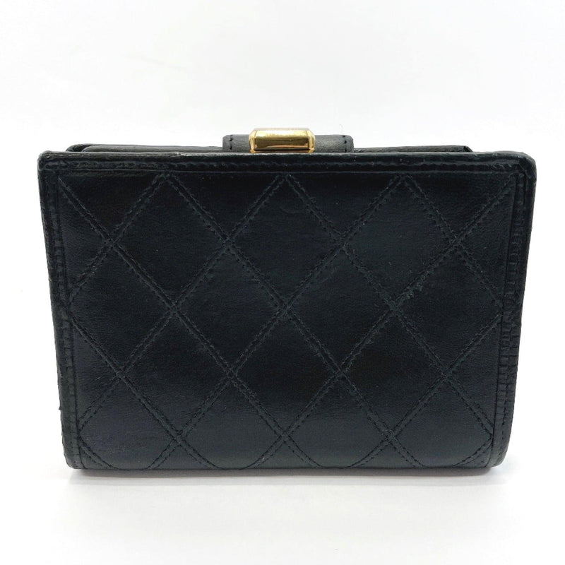 CHANEL wallet Matelasse Bicolore purse with a clasp leather black Women Used - JP-BRANDS.com