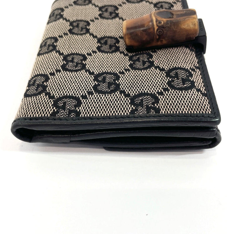 GUCCI wallet 112531 Bamboo Mini wallet GG canvas/leather/Bamboo beige black Women Used - JP-BRANDS.com