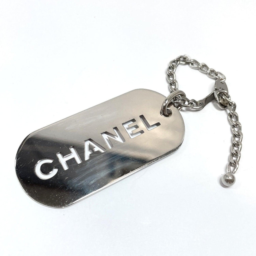 CHANEL key ring 04V Bag charm Dog tag metal Silver Women Used