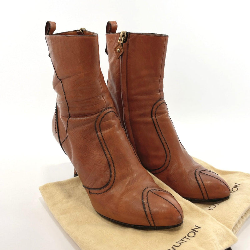 LOUIS VUITTON boots short boots leather Brown Women Used - JP-BRANDS.com