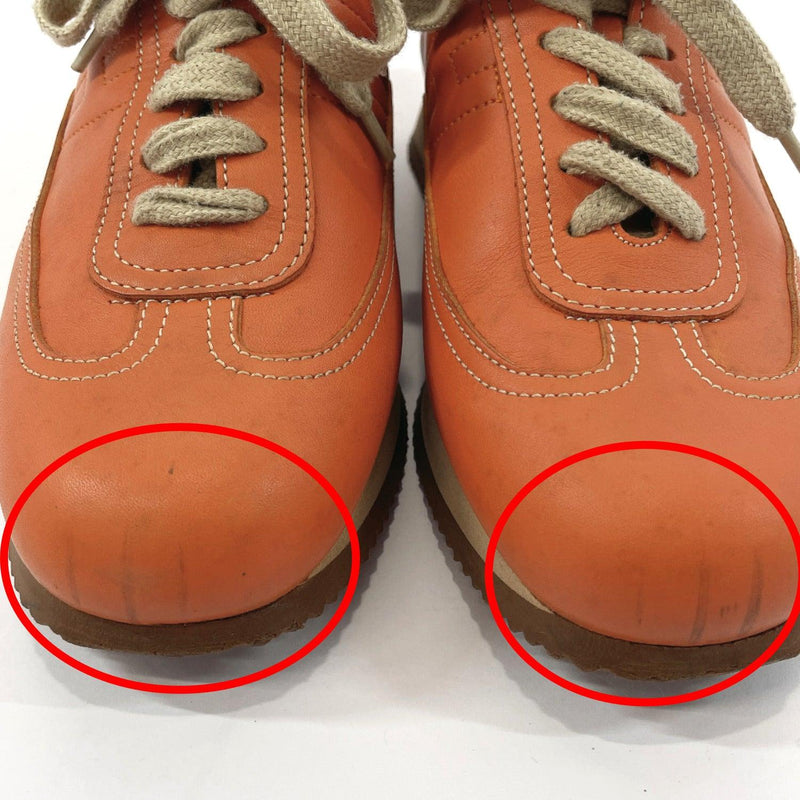 HERMES sneakers quick leather Orange Brown Women Used - JP-BRANDS.com