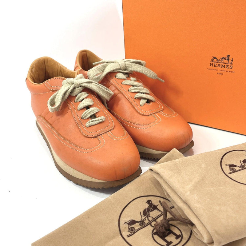 HERMES sneakers quick leather Orange Brown Women Used - JP-BRANDS.com