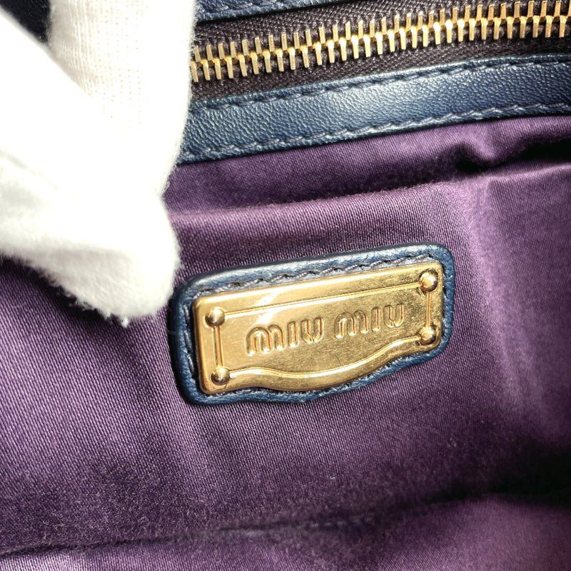 Miu Miu Handbag Materasse 2way lambskin/Gold Hardware Navy gold Women Used