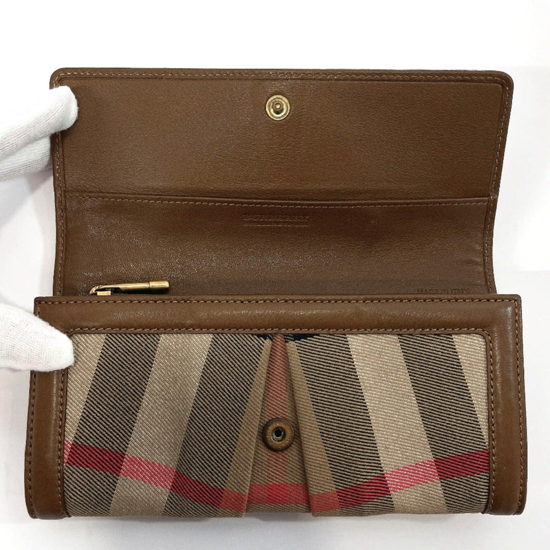 BURBERRY purse Vintage check canvas/leather Brown Women Used - JP-BRANDS.com