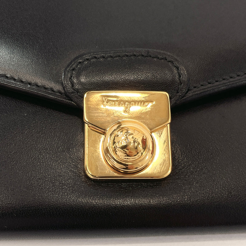 Salvatore Ferragamo purse vintage leather/Gold Hardware black gold Women Used