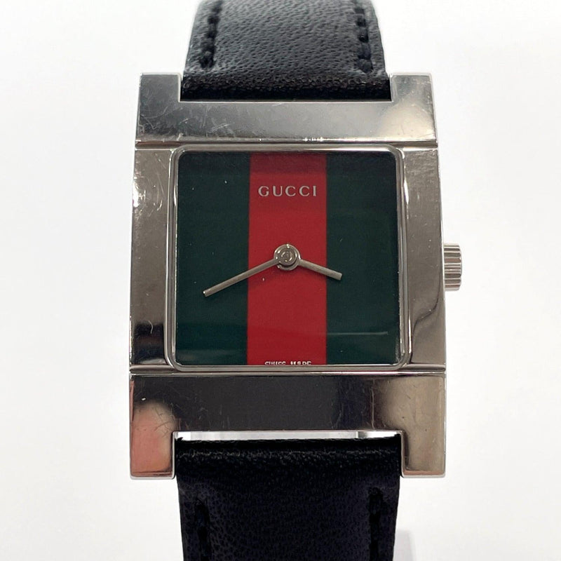 GUCCI Watches 7700L Sherry line Stainless Steel/leather Silver Black Women Used - JP-BRANDS.com