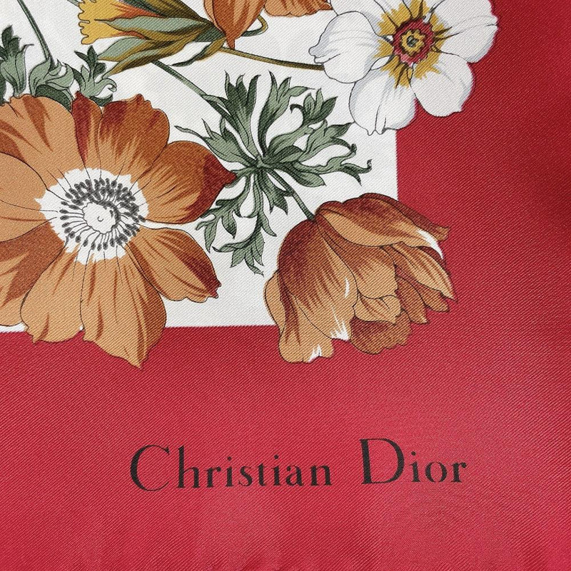 Christian Dior scarf silk wine-red white Women Used - JP-BRANDS.com