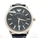 Emporio Armani Watches AR-0539 quartz Stainless Steel/leather Silver black mens Used - JP-BRANDS.com