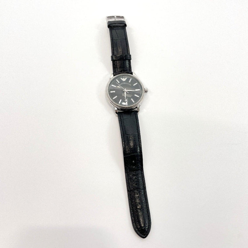 Emporio Armani Watches AR-0539 quartz Stainless Steel/leather Silver black mens Used - JP-BRANDS.com