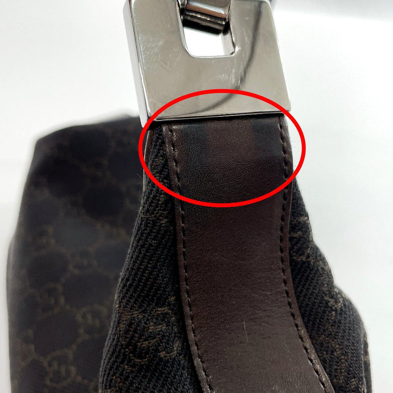 GUCCI Shoulder Bag 01234 one belt GG pattern GG canvas/SilverHardware Dark brown Women Used - JP-BRANDS.com