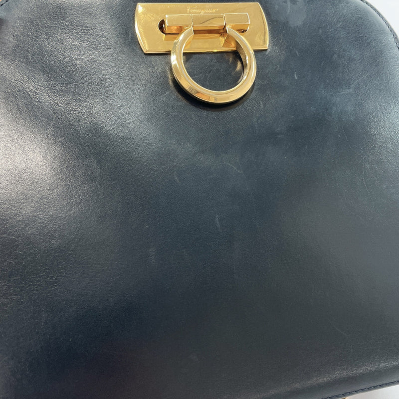 Salvatore Ferragamo Shoulder Bag P21 Gancini vintage leather Navy Women Used