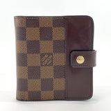 LOUIS VUITTON wallet N61668 Compact zip Damier canvas Brown unisex Used