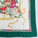 GUCCI scarf Flower pattern silk green white Women Used - JP-BRANDS.com