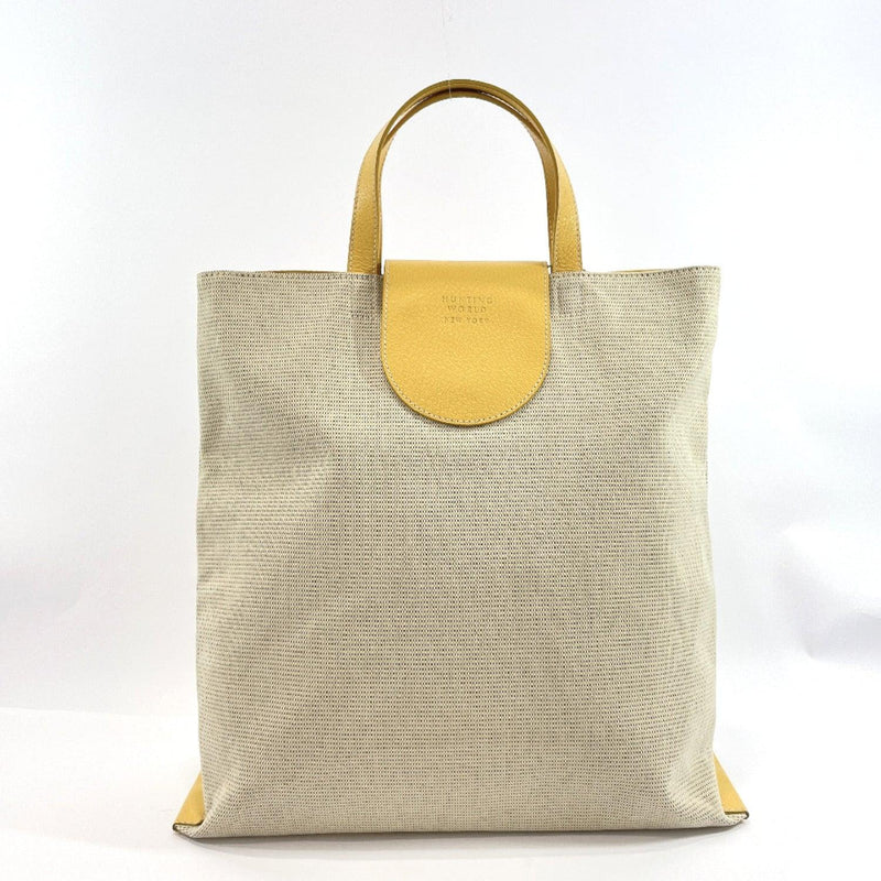 HUNTING WORLD Tote Bag canvas/leather beige yellow unisex Used - JP-BRANDS.com