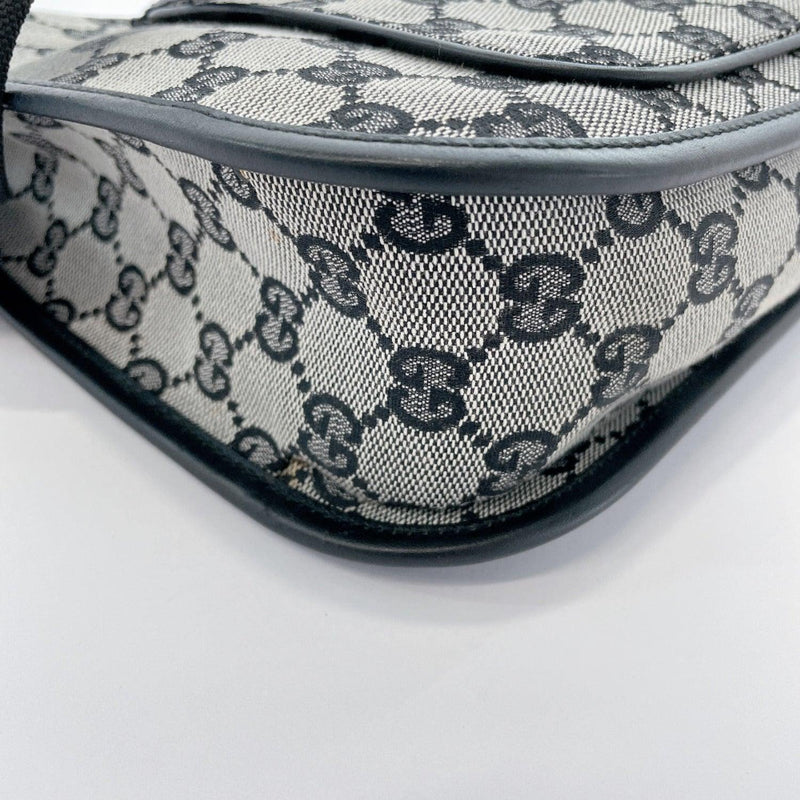 GUCCI Shoulder Bag 001.4198 one belt GG canvas/leather/Nylon Black Women Used - JP-BRANDS.com