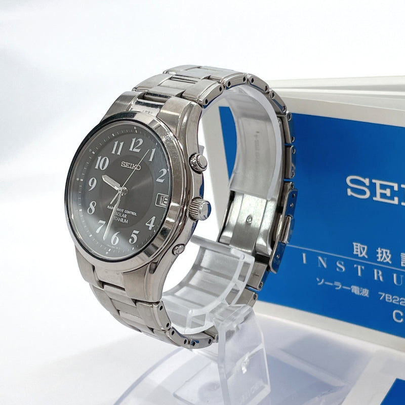 SEIKO Watches STBM115 Spirit Solar Powered titanium Silver Black mens Used