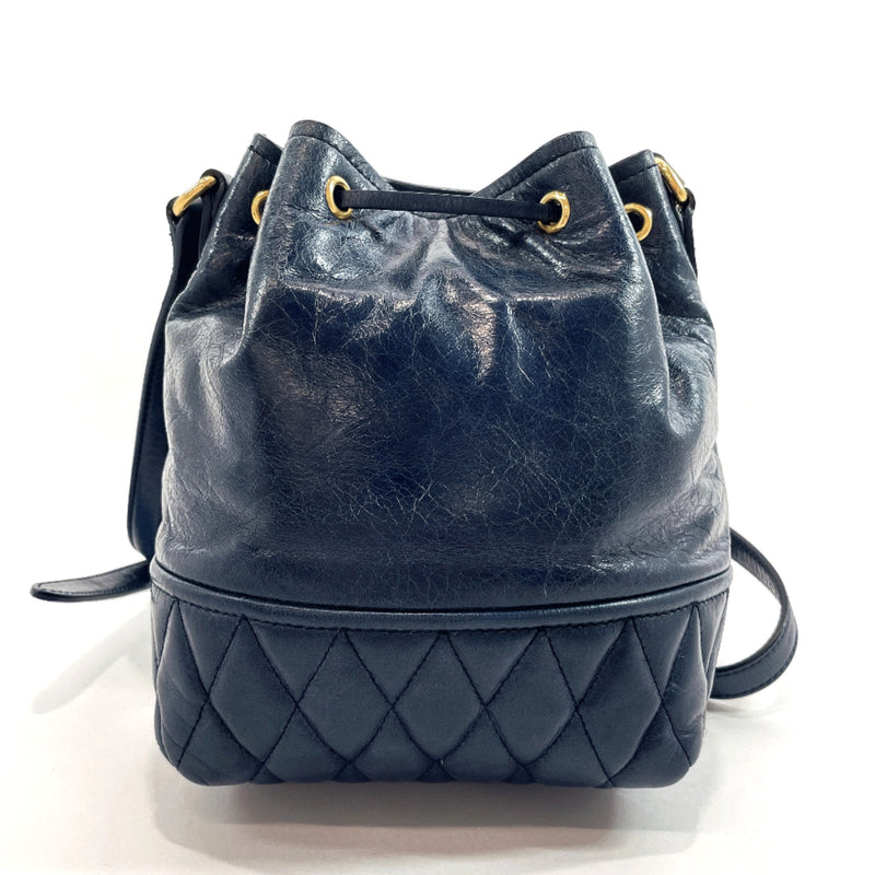 MIUMIU Shoulder Bag drawstringShoulder leather Navy Women Used