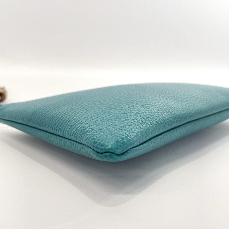 GUCCI Pouch 449652 clutch Bamboo leather green turquoise blue Women Used - JP-BRANDS.com