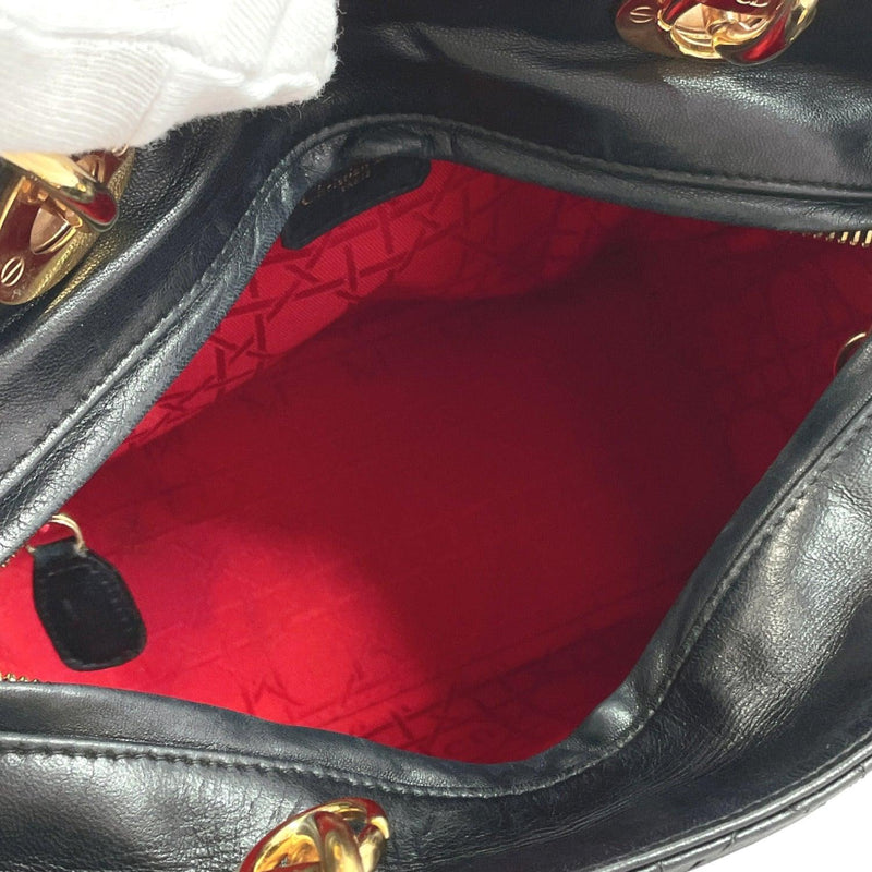 Christian Dior Handbag Lady Dior Canage 2way lambskin Black Women Used - JP-BRANDS.com