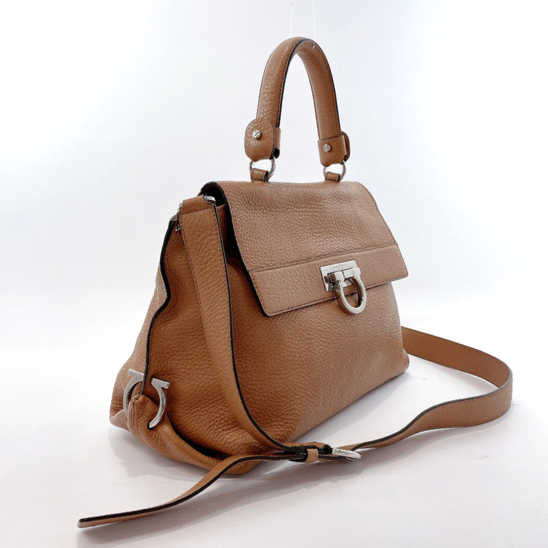 Salvatore Ferragamo Handbag BW-21 A896 Gancini leather light brown Women Used