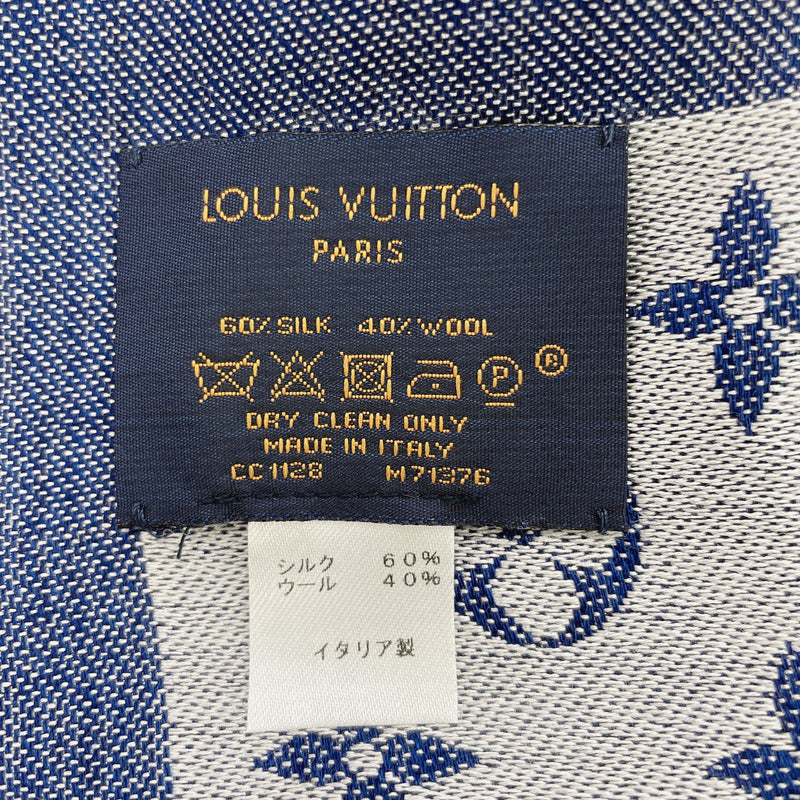LOUIS VUITTON Logo Scarf Stall Shawl 60% Silk 40% Wool Monogram