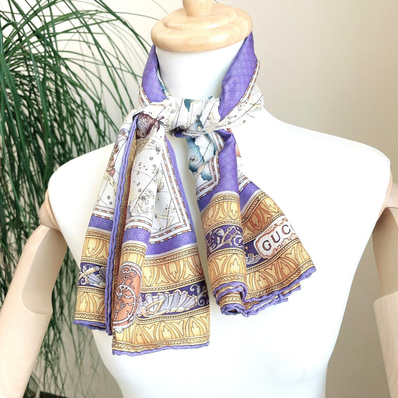 GUCCI scarf constellation silk purple yellow Women Used - JP-BRANDS.com
