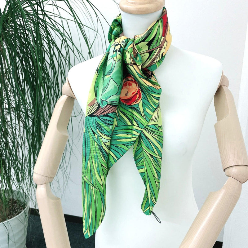 BOTTEGAVENETA scarf Vegetable pattern silk green Red Women Used - JP-BRANDS.com