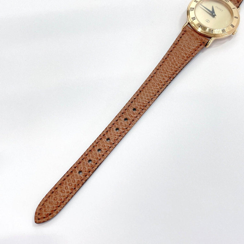 GUCCI Watches 3000L quartz vintage Stainless Steel/leather gold Brown Women Used - JP-BRANDS.com