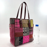 COACH Tote Bag Signature canvas/Suede wine-red pink Women Used - JP-BRANDS.com