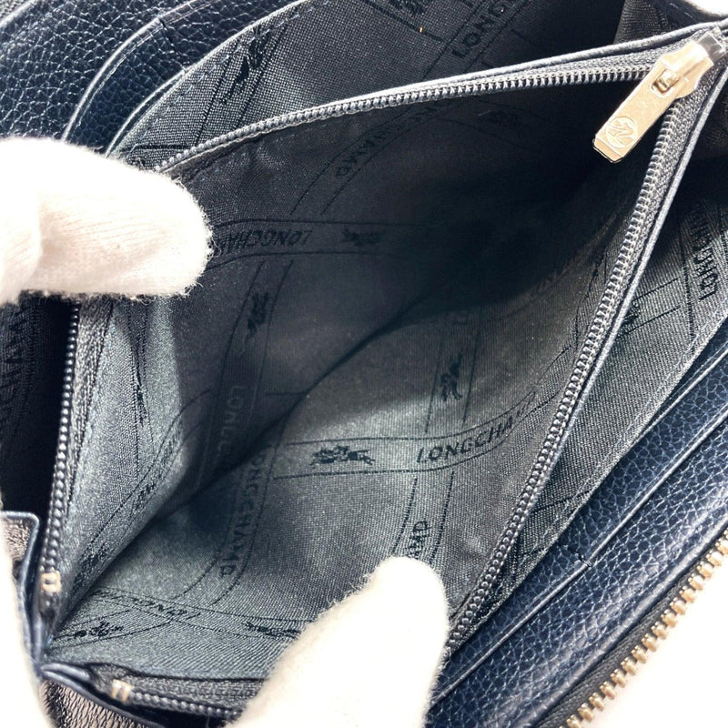 Longchamp purse L-shaped fastener leather Navy mens Used - JP-BRANDS.com