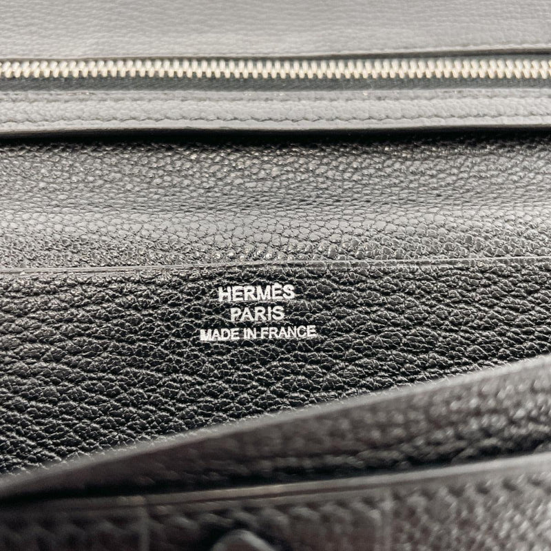 HERMES purse Bane Souffle Shave Black □LCarved seal unisex Used - JP-BRANDS.com