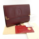 CARTIER Tri-fold wallet Must Line vintage leather Bordeaux Women Used - JP-BRANDS.com