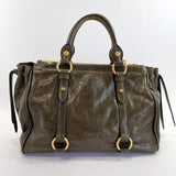 Miu Miu Handbag RN0893 2way leather khaki Women Used