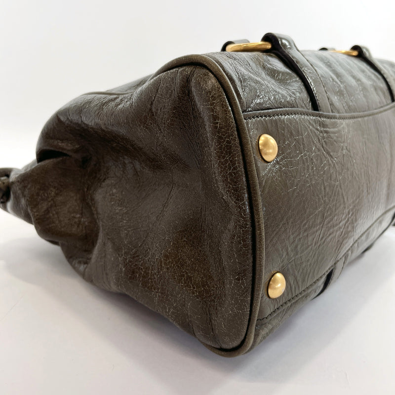 Miu Miu Handbag RN0893 2way leather khaki Women Used