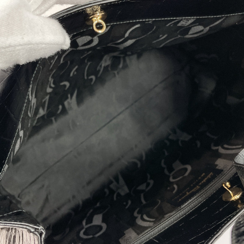 Salvatore Ferragamo Tote Bag BA-21 Vara embossing leather Black Women Used