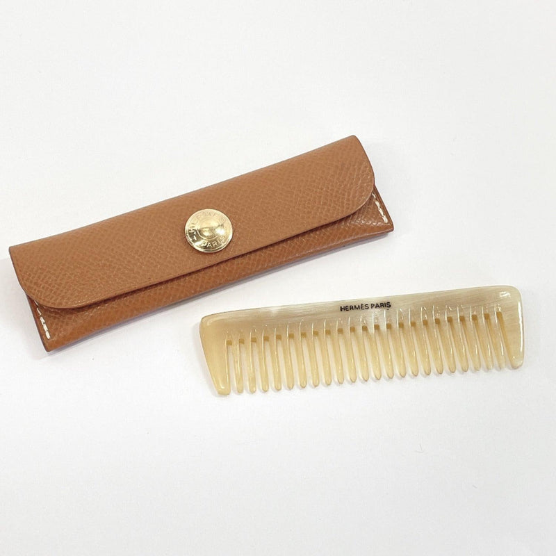HERMES Other accessories comb Buffalo horn Courchevel/Buffalo horn beige Brown unisex Used - JP-BRANDS.com