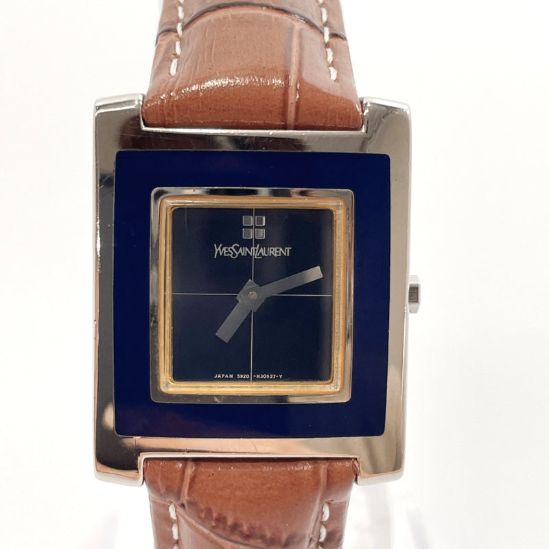 YVES SAINT LAURENT Watches quartz Stainless Steel Brown Navy Women Used