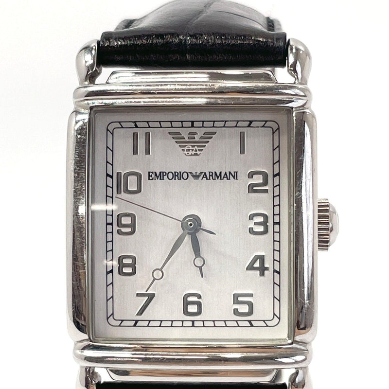 Emporio Armani Watches AR-0232 quartz quartz Stainless Steel/leather Silver Black mens Used - JP-BRANDS.com