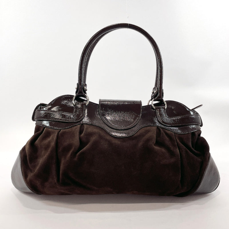 Salvatore Ferragamo Shoulder Bag AU-21 5370 Gancini Suede/Patent leather Brown Women Used