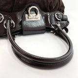 Salvatore Ferragamo Shoulder Bag AU-21 5370 Gancini Suede/Patent leather Brown Women Used