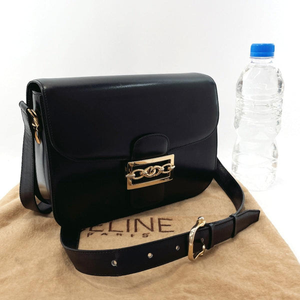 CELINE Shoulder Bag F/02 vintage leather Black Black Women Used - JP-BRANDS.com