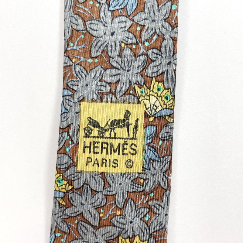 HERMES tie Butterfly silk gray gray mens Used - JP-BRANDS.com