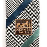 HERMES tie Check pattern silk gray mens Used - JP-BRANDS.com