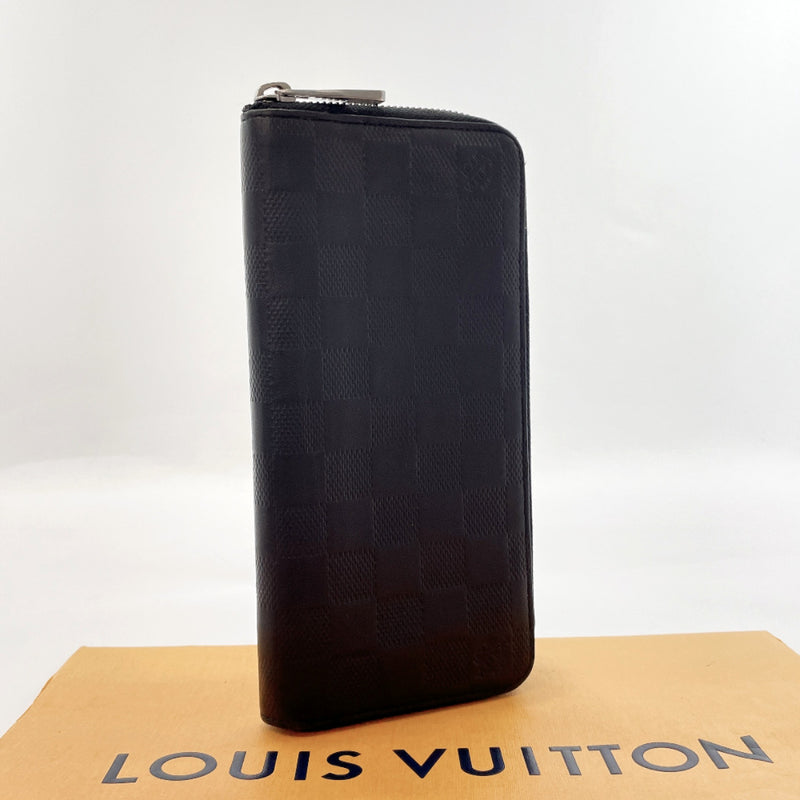 LOUIS VUITTON purse N63548 Zippy Wallet Vertical Damier Infini Black mens Used